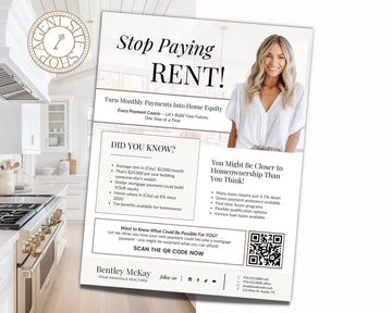 Stop Buying Rent Flyer | Buyer Prospecting Flyer | Home Buyer Prospecting Letter | Real Estate Marketing | Farming Flyer | Rent vs Buy Flyer