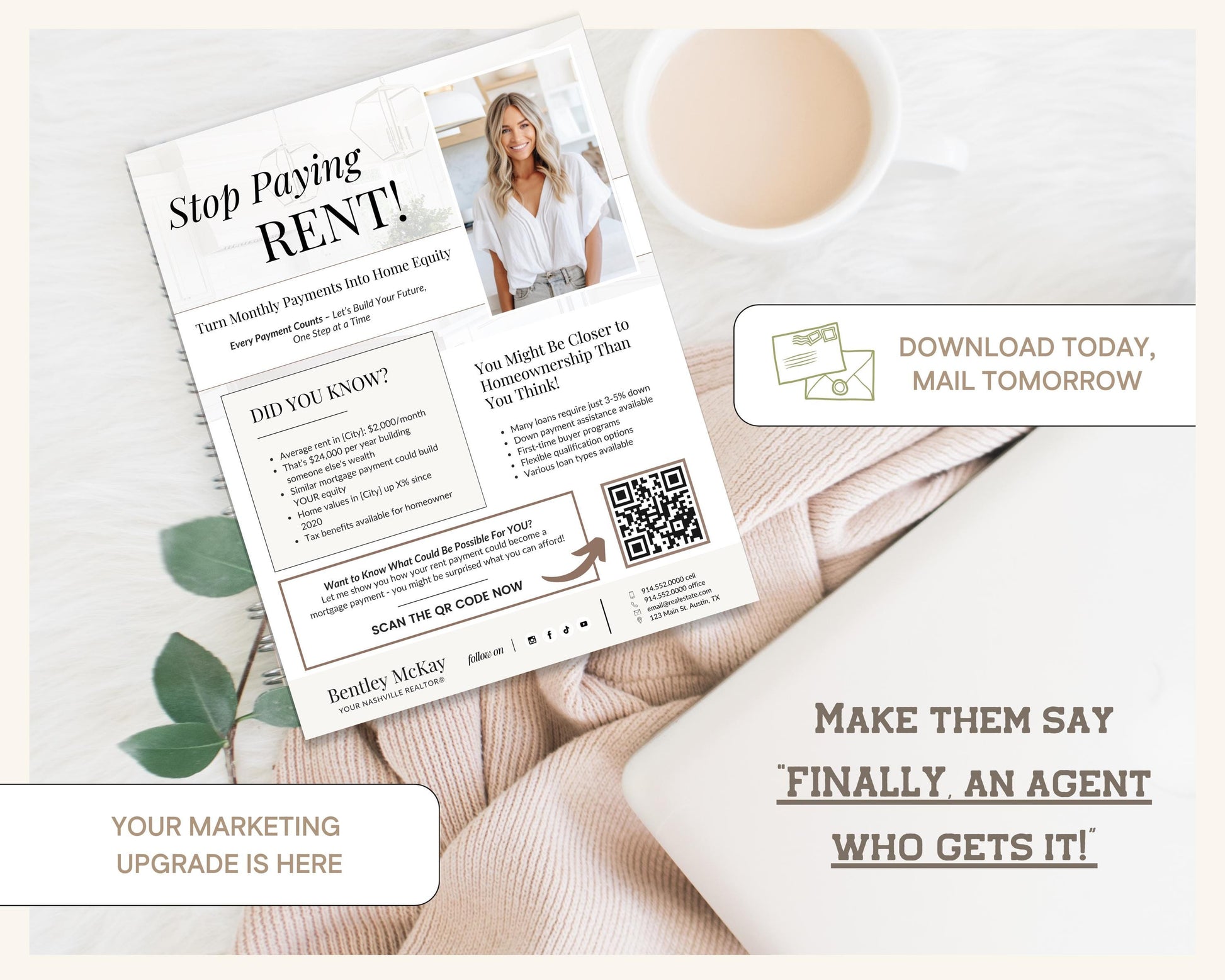 Stop Buying Rent Flyer | Buyer Prospecting Flyer | Home Buyer Prospecting Letter | Real Estate Marketing | Farming Flyer | Rent vs Buy Flyer