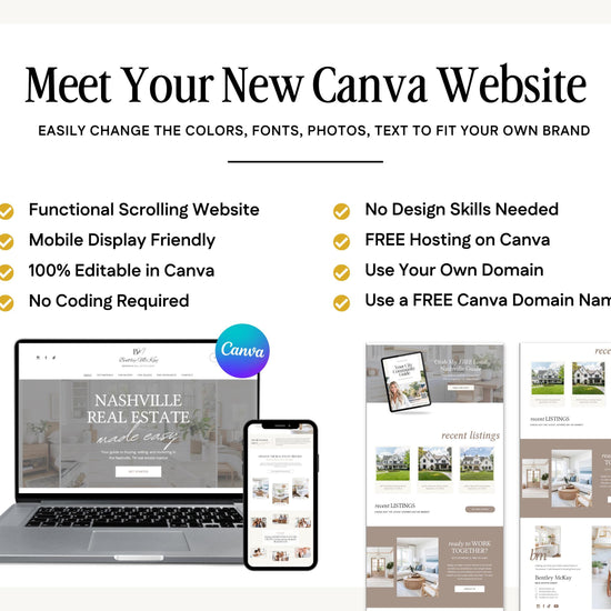 Real Estate Canva Website Template | Real Estate Agent Website Template | Landing Page | Lead Magnet | Home Buyer Guide | Home Seller Guide