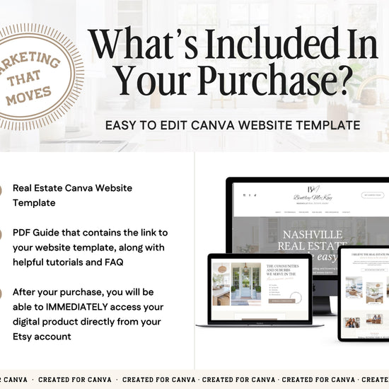 Real Estate Canva Website Template | Real Estate Agent Website Template | Landing Page | Lead Magnet | Home Buyer Guide | Home Seller Guide