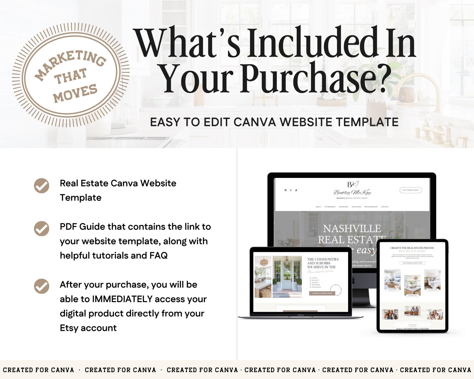Real Estate Canva Website Template | Real Estate Agent Website Template | Landing Page | Lead Magnet | Home Buyer Guide | Home Seller Guide
