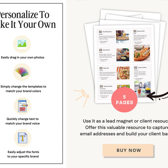 Restaurant Guide Real Estate | Community Guide | Real Estate Local Guide Template | Real Estate Lead Magnet | Newsletter | Home Buyer Guide