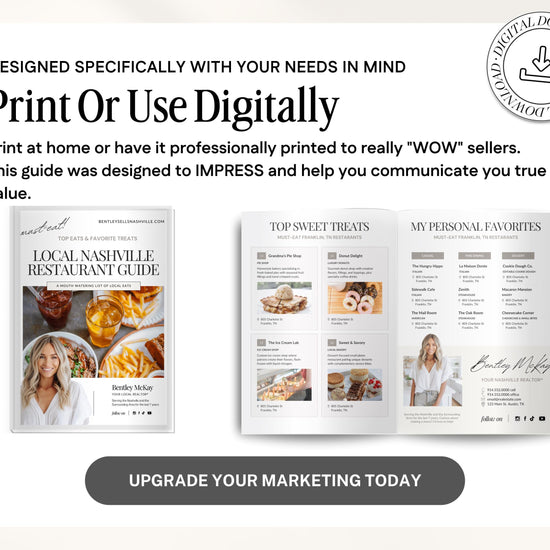 Restaurant Guide Real Estate | Community Guide | Real Estate Local Guide Template | Real Estate Lead Magnet | Newsletter | Home Buyer Guide