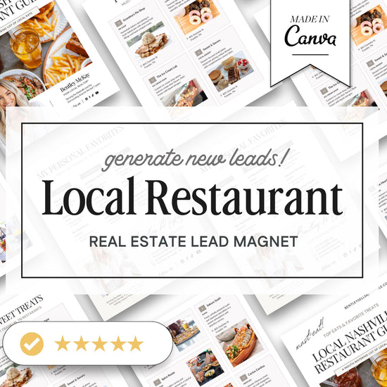 Restaurant Guide Real Estate | Community Guide | Real Estate Local Guide Template | Real Estate Lead Magnet | Newsletter | Home Buyer Guide
