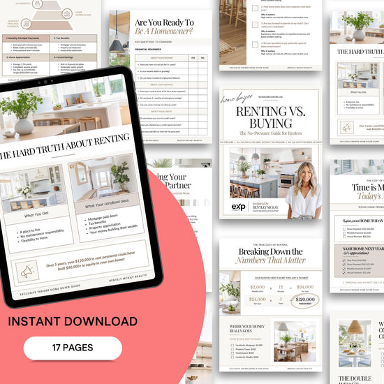Rent Vs Buy Guide | Stop Paying Rent Flyer | Home Buyer Prospecting Flyer | Real Estate Marketing | Farming Flyer | Buyer Lead Magnet