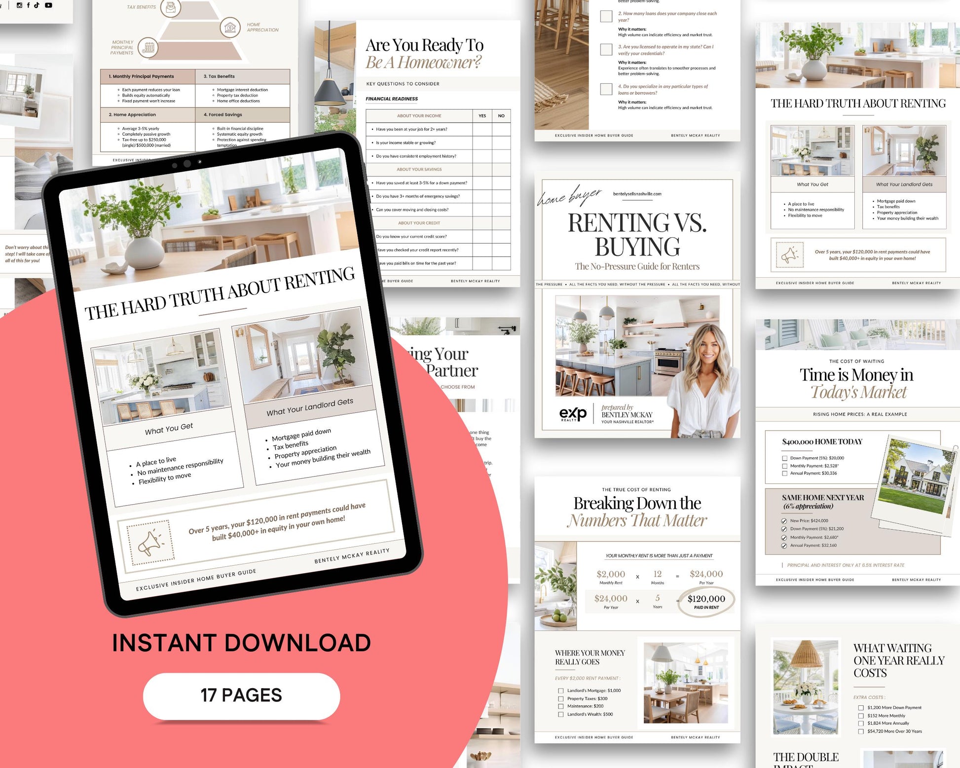 Rent Vs Buy Guide | Stop Paying Rent Flyer | Home Buyer Prospecting Flyer | Real Estate Marketing | Farming Flyer | Buyer Lead Magnet