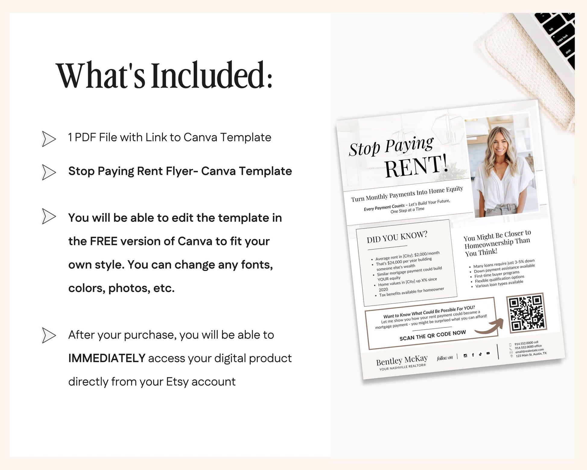Stop Buying Rent Flyer | Buyer Prospecting Flyer | Home Buyer Prospecting Letter | Real Estate Marketing | Farming Flyer | Rent vs Buy Flyer