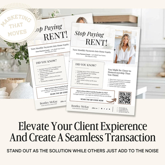 Stop Buying Rent Flyer | Buyer Prospecting Flyer | Home Buyer Prospecting Letter | Real Estate Marketing | Farming Flyer | Rent vs Buy Flyer
