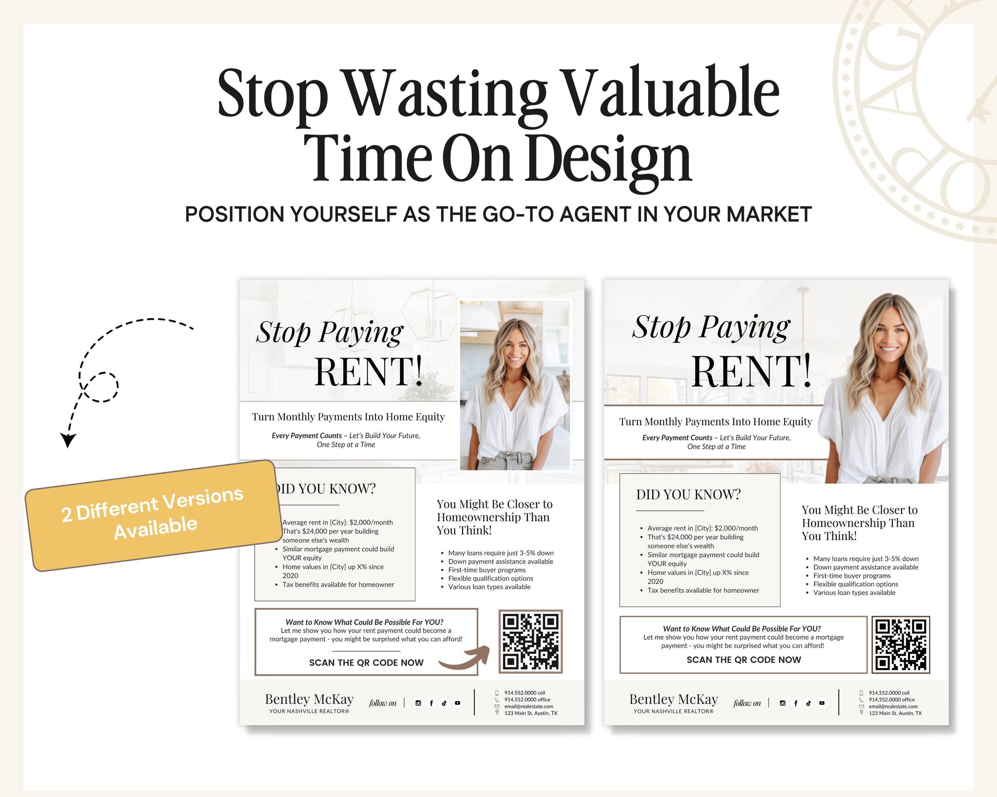 Stop Buying Rent Flyer | Buyer Prospecting Flyer | Home Buyer Prospecting Letter | Real Estate Marketing | Farming Flyer | Rent vs Buy Flyer