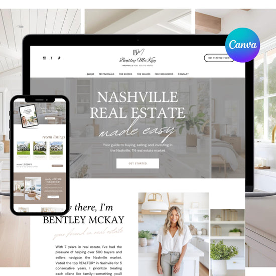 Real Estate Canva Website Template | Real Estate Agent Website Template | Landing Page | Lead Magnet | Home Buyer Guide | Home Seller Guide
