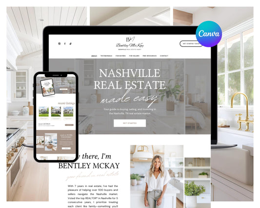 Real Estate Canva Website Template | Real Estate Agent Website Template | Landing Page | Lead Magnet | Home Buyer Guide | Home Seller Guide