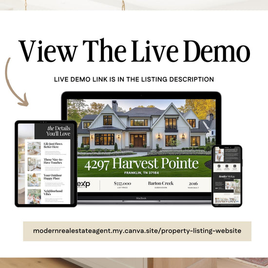 Property Listing Canva Website Template | Real Estate Agent Website Template | Landing Page | Lead Magnet | Home Buyer Guide |Seller Guide