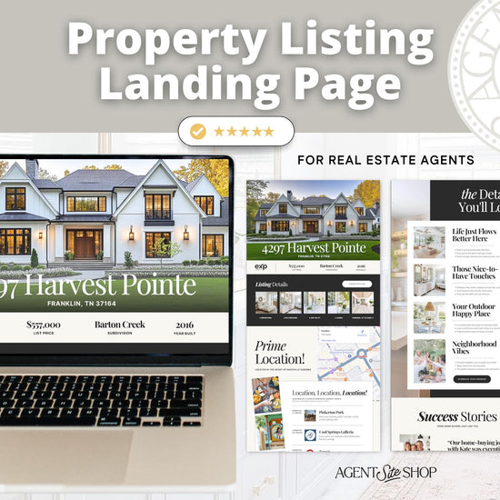 Property Listing Canva Website Template | Real Estate Agent Website Template | Landing Page | Lead Magnet | Home Buyer Guide |Seller Guide