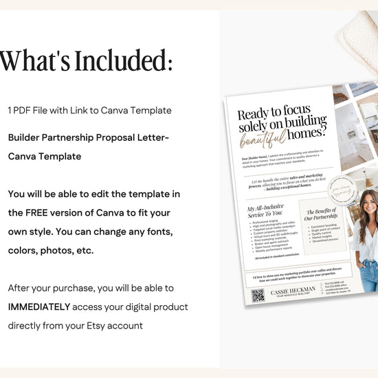 Builder Partnership Proposal Letter | Real Estate Template | Home Builder Letter| Realtor Marketing Flyer| Editable Real Estate Marketing|