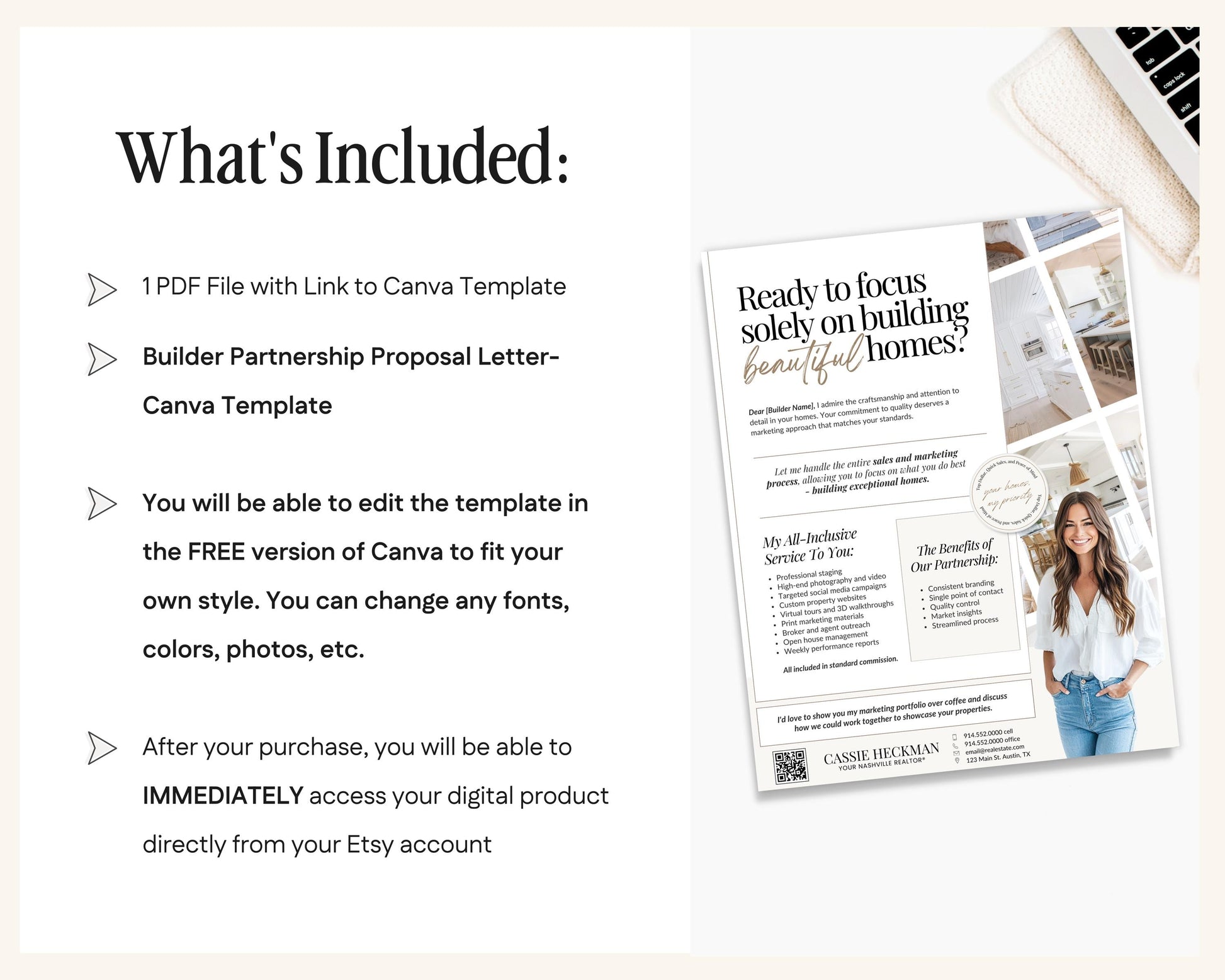 Builder Partnership Proposal Letter | Real Estate Template | Home Builder Letter| Realtor Marketing Flyer| Editable Real Estate Marketing|