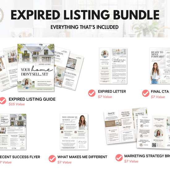 Expired Listing Bundle | Expired Prospecting | Canva Template | Real Estate Template | New Agent Flyer | Expired Listing Letter| Real Estate