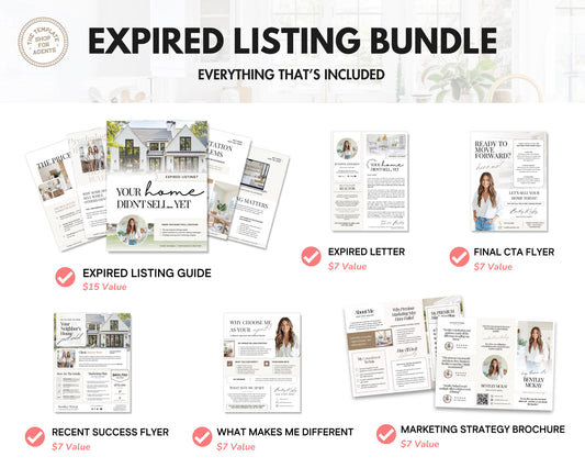 Expired Listing Bundle | Expired Prospecting | Canva Template | Real Estate Template | New Agent Flyer | Expired Listing Letter| Real Estate
