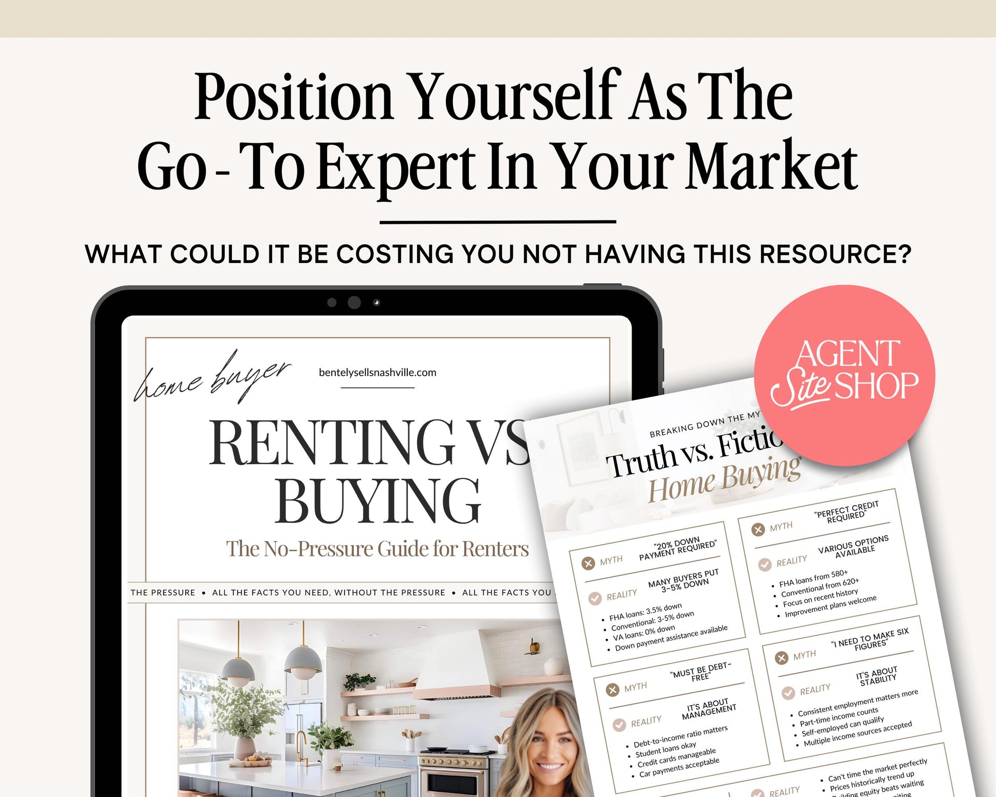 Rent Vs Buy Guide | Stop Paying Rent Flyer | Home Buyer Prospecting Flyer | Real Estate Marketing | Farming Flyer | Buyer Lead Magnet