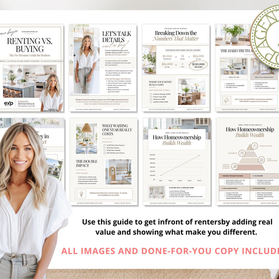 Rent Vs Buy Guide | Stop Paying Rent Flyer | Home Buyer Prospecting Flyer | Real Estate Marketing | Farming Flyer | Buyer Lead Magnet