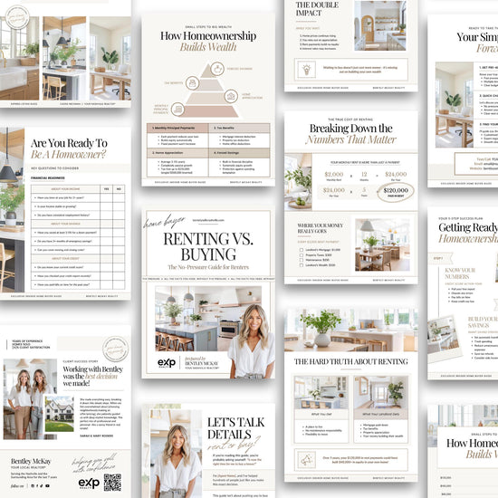 Rent Vs Buy Guide | Stop Paying Rent Flyer | Home Buyer Prospecting Flyer | Real Estate Marketing | Farming Flyer | Buyer Lead Magnet