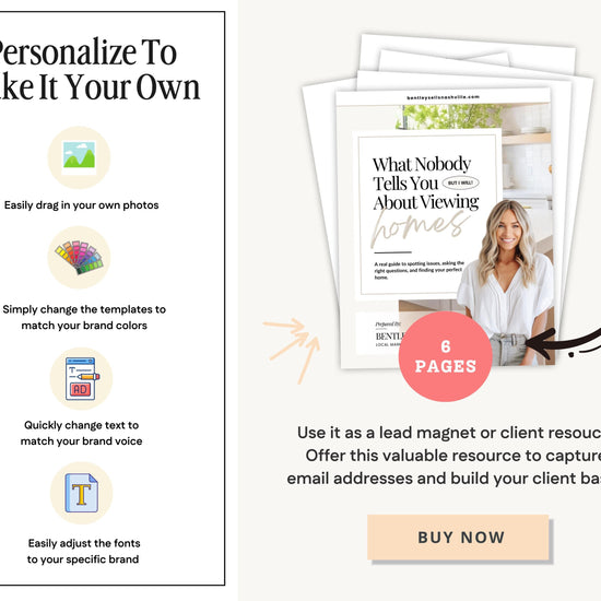 Home Viewing Guide for Home Buyers | Editable Canva Template | Buyer Agent Resource| House Showing Checklist | Real Estate Marketing | Canva