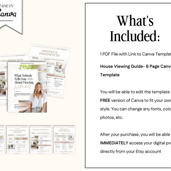 Home Viewing Guide for Home Buyers | Editable Canva Template | Buyer Agent Resource| House Showing Checklist | Real Estate Marketing | Canva
