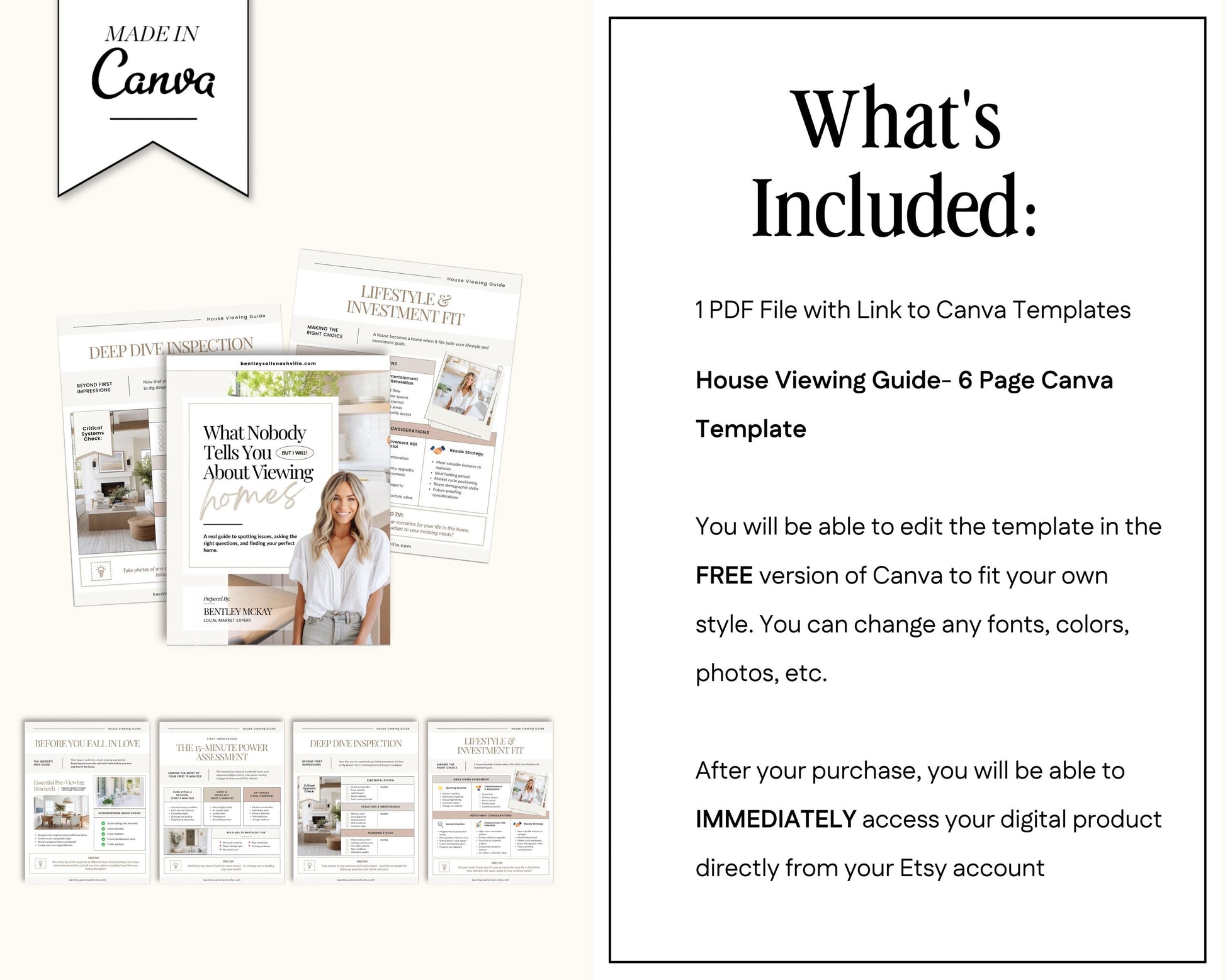 Home Viewing Guide for Home Buyers | Editable Canva Template | Buyer Agent Resource| House Showing Checklist | Real Estate Marketing | Canva