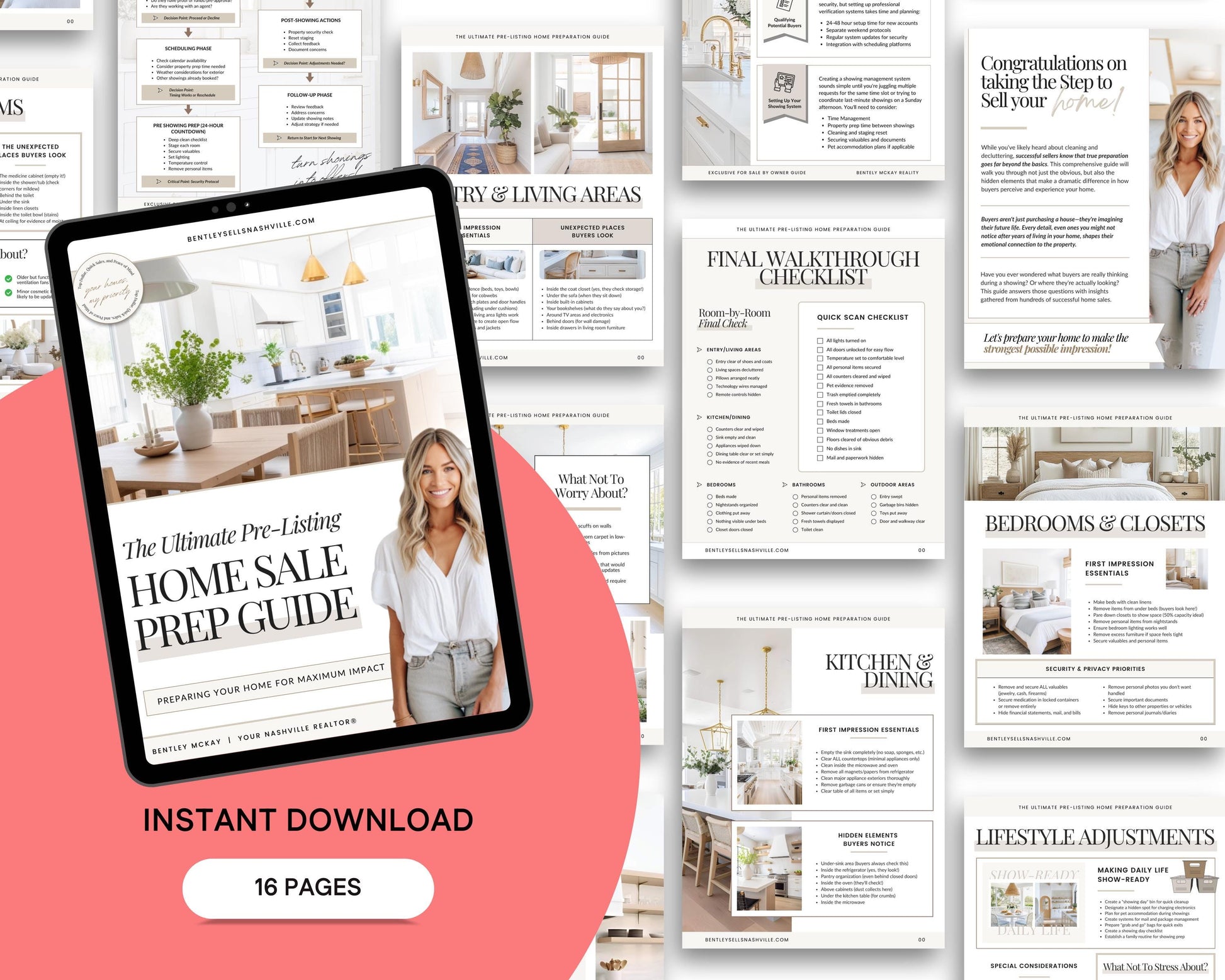 Pre-Listing Home Prep Guide| Editable Canva Real Estate Marketing | Home Staging Checklist | Home Seller Prep| Canva Template | Prelisting