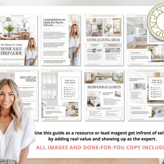 Pre-Listing Home Prep Guide| Editable Canva Real Estate Marketing | Home Staging Checklist | Home Seller Prep| Canva Template | Prelisting