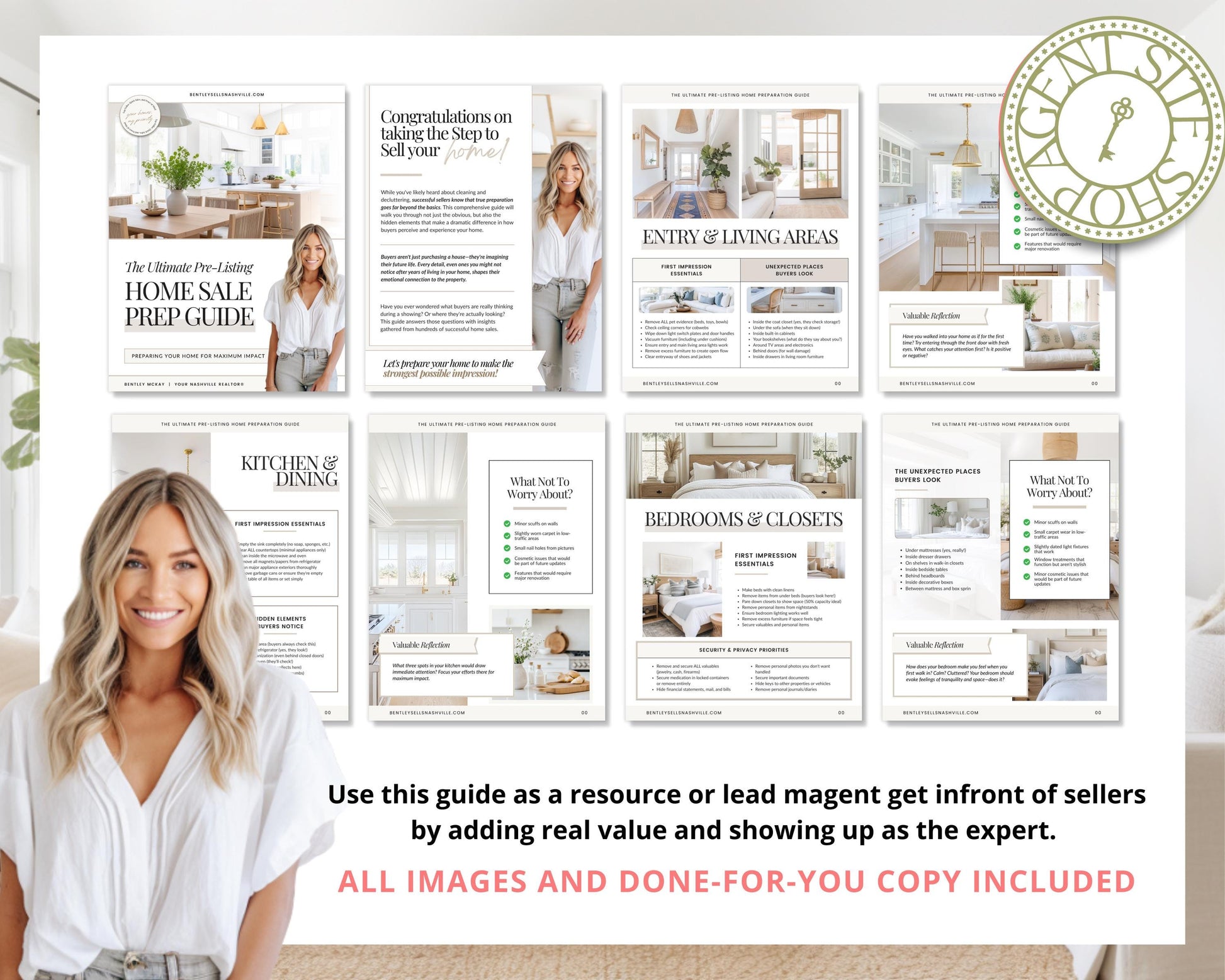 Pre-Listing Home Prep Guide| Editable Canva Real Estate Marketing | Home Staging Checklist | Home Seller Prep| Canva Template | Prelisting