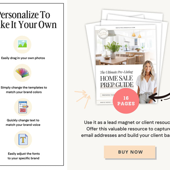 Pre-Listing Home Prep Guide| Editable Canva Real Estate Marketing | Home Staging Checklist | Home Seller Prep| Canva Template | Prelisting