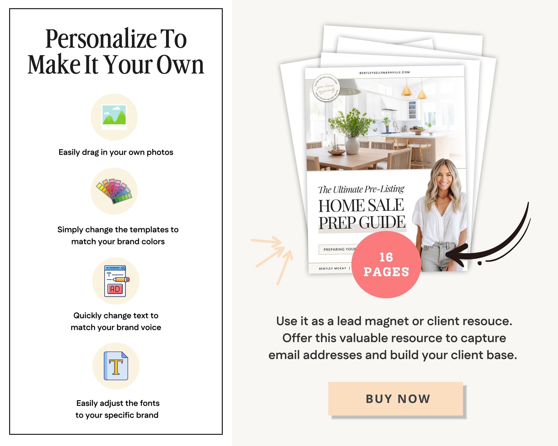 Pre-Listing Home Prep Guide| Editable Canva Real Estate Marketing | Home Staging Checklist | Home Seller Prep| Canva Template | Prelisting
