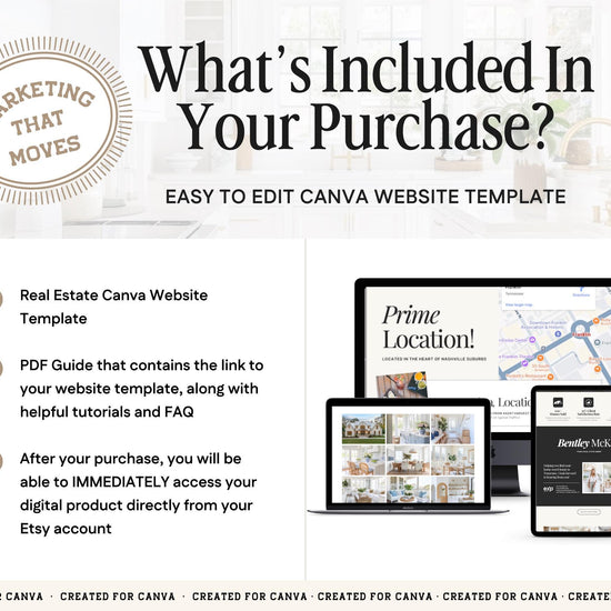 Property Listing Canva Website Template | Real Estate Agent Website Template | Landing Page | Lead Magnet | Home Buyer Guide |Seller Guide
