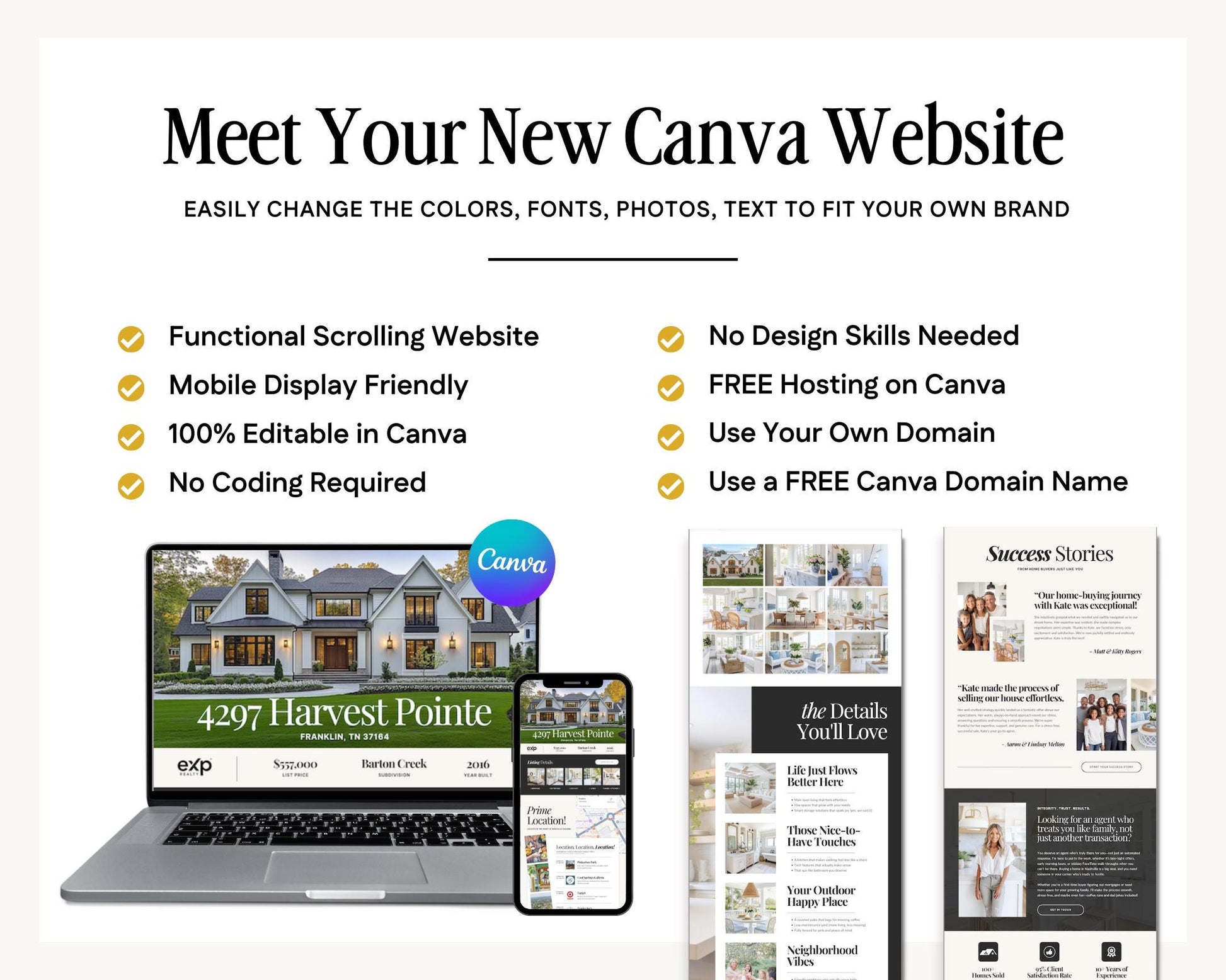 Property Listing Canva Website Template | Real Estate Agent Website Template | Landing Page | Lead Magnet | Home Buyer Guide |Seller Guide