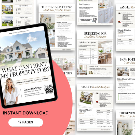 Landlord's Guide: Renting vs. Selling Property | Rental Analysis Tools | Editable PDF for Real Estate Agents | Lead Magnet | Investor Guide