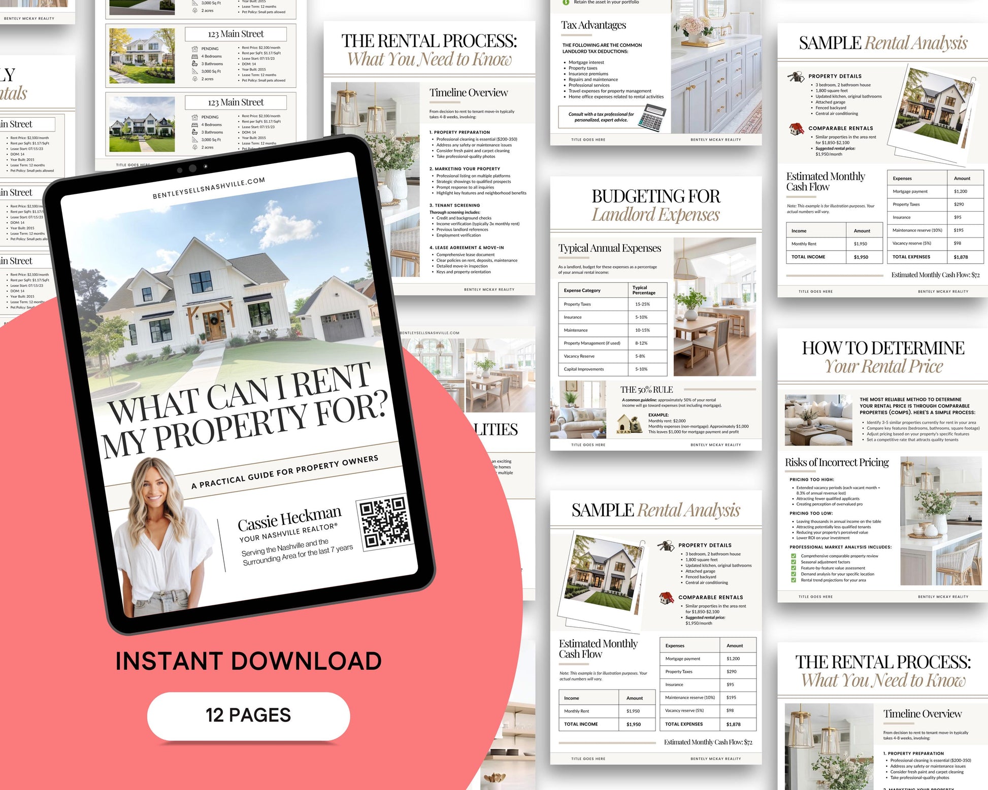 Landlord's Guide: Renting vs. Selling Property | Rental Analysis Tools | Editable PDF for Real Estate Agents | Lead Magnet | Investor Guide