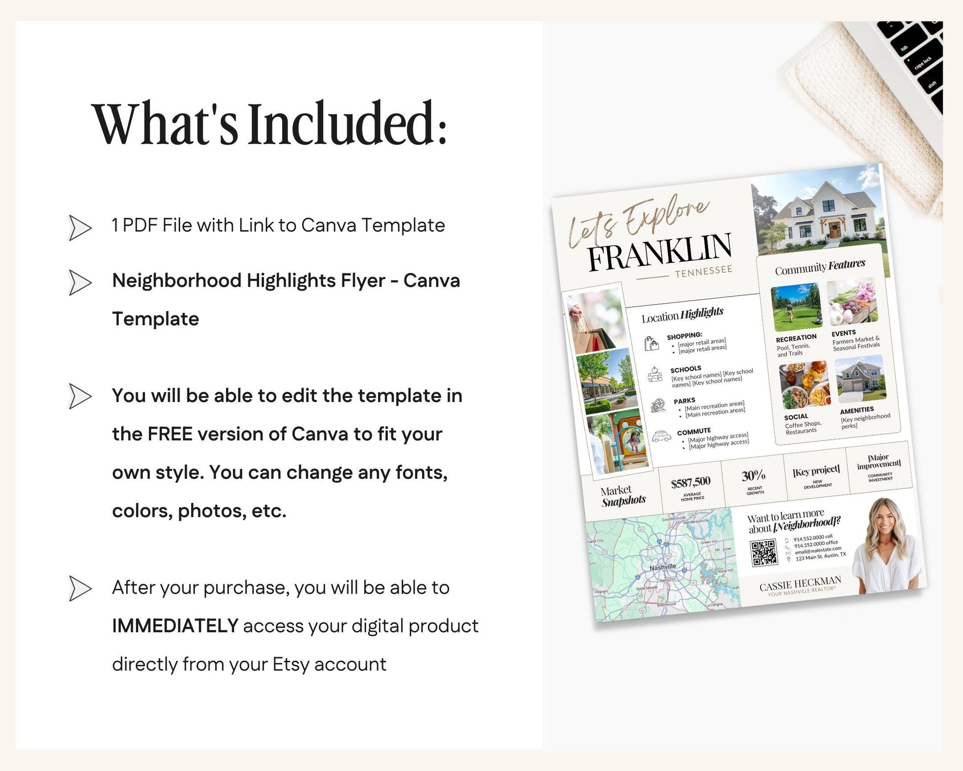 Local Neighborhood Highlights Flyer | Community Guide | Real Estate Template | Listing Flyer | Home Buyer Lead Magnet | Relocation Guide