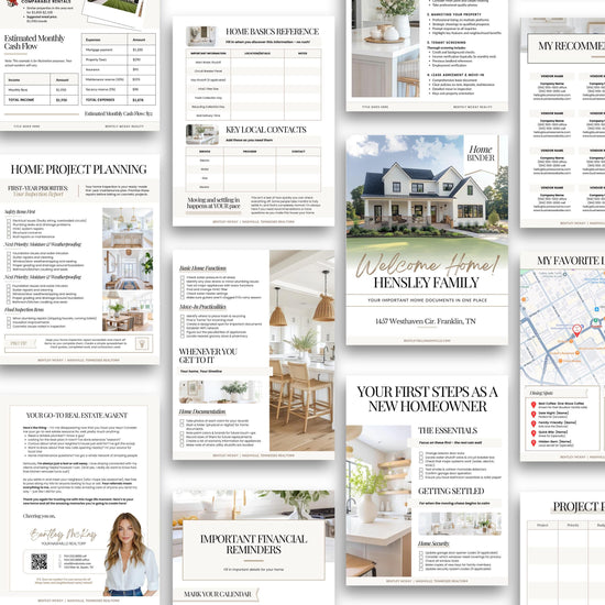 Closing Day Binder Template | New Homeowner Welcome Packet | New Homeowner Gift | Canva | Real Estate Marketing | Homeowner | Closing Gift