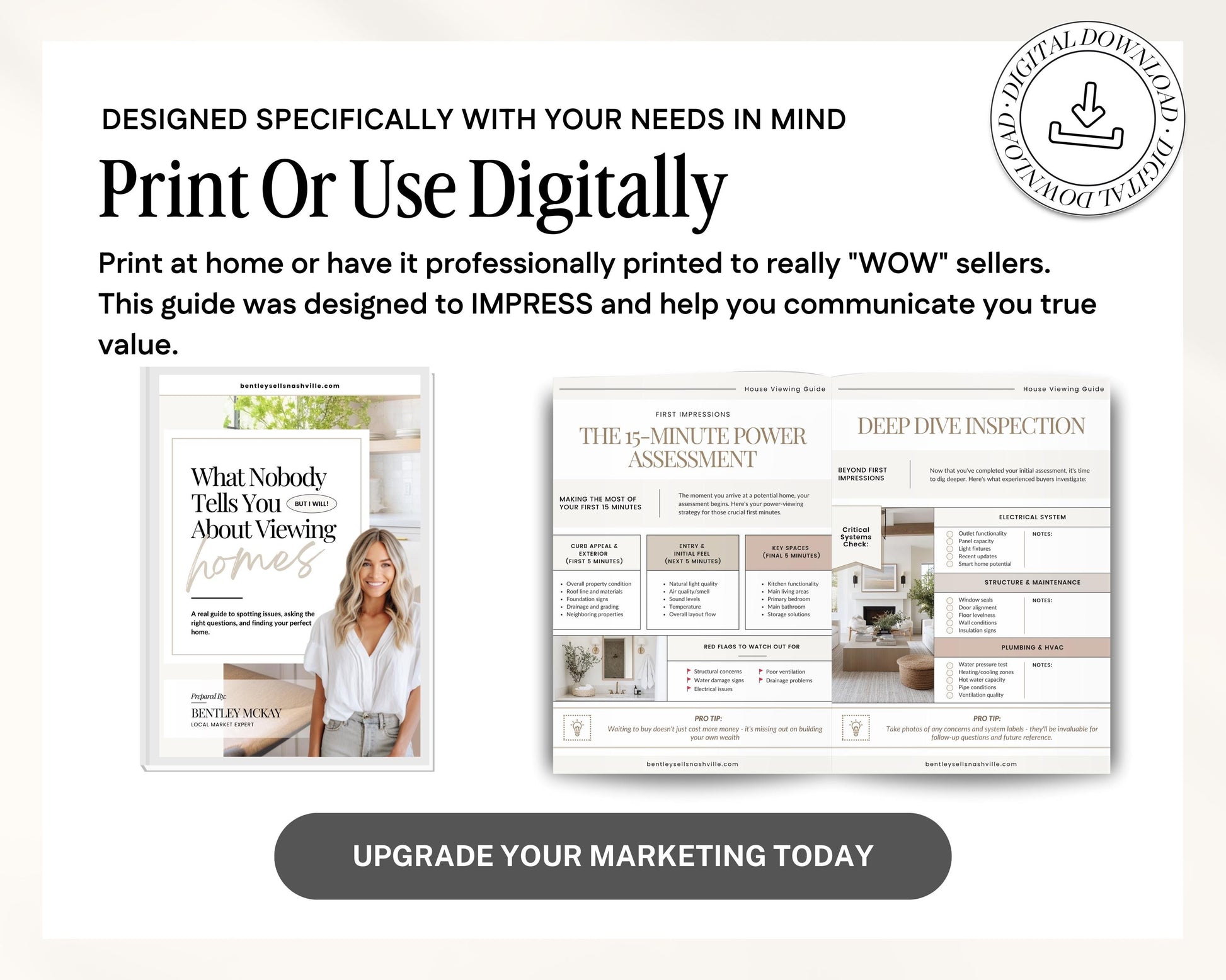 Home Viewing Guide for Home Buyers | Editable Canva Template | Buyer Agent Resource| House Showing Checklist | Real Estate Marketing | Canva