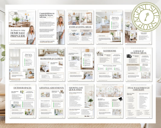 Pre-Listing Home Prep Guide| Editable Canva Real Estate Marketing | Home Staging Checklist | Home Seller Prep| Canva Template | Prelisting
