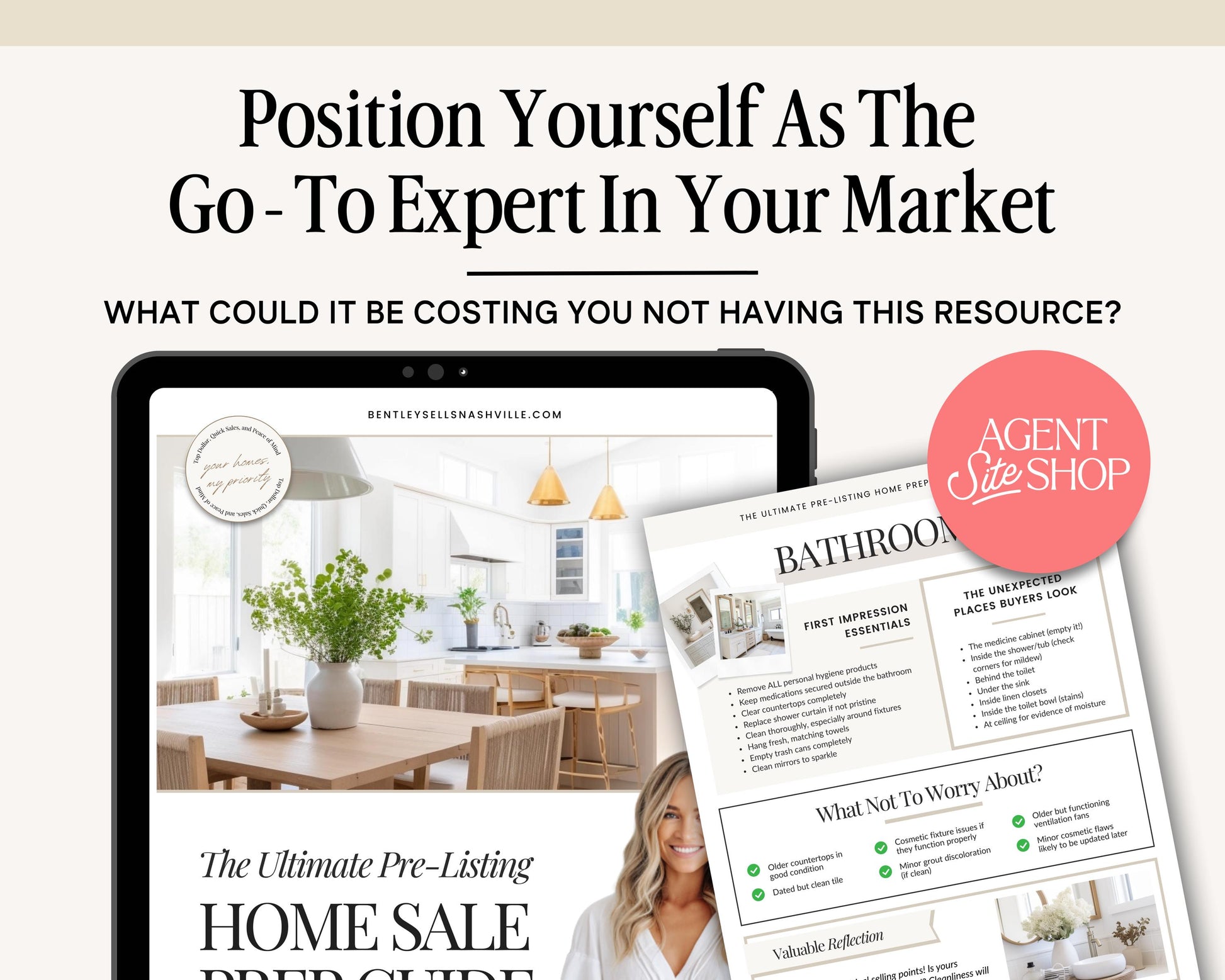 Pre-Listing Home Prep Guide| Editable Canva Real Estate Marketing | Home Staging Checklist | Home Seller Prep| Canva Template | Prelisting