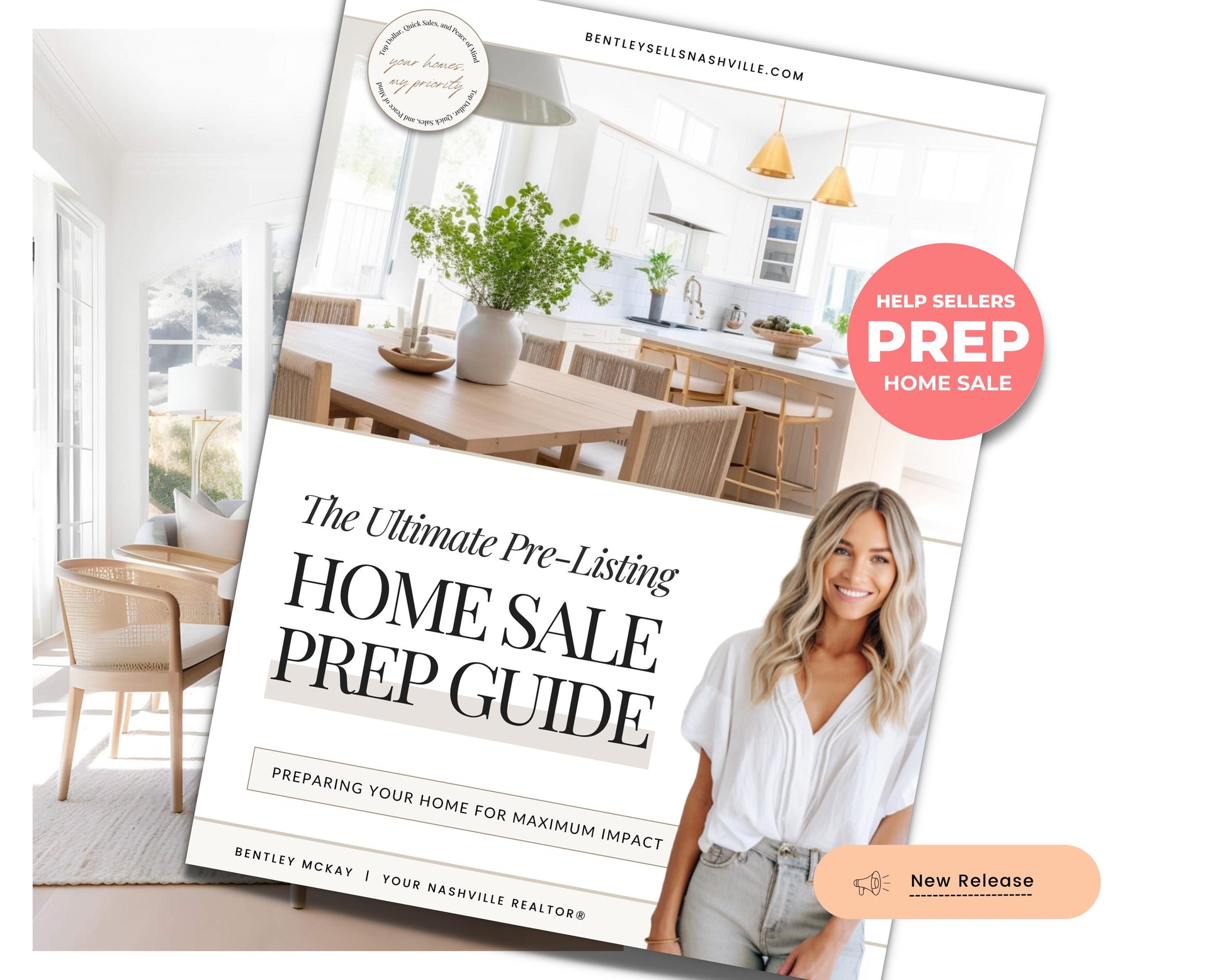 Pre-Listing Home Prep Guide| Editable Canva Real Estate Marketing | Home Staging Checklist | Home Seller Prep| Canva Template | Prelisting