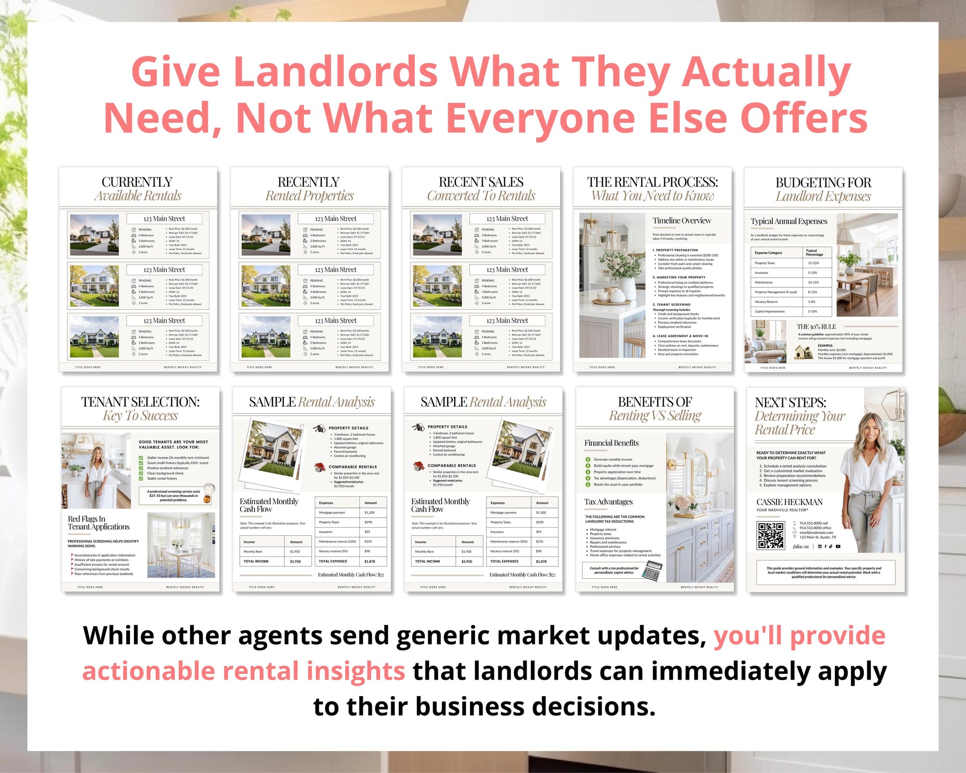 Landlord's Guide: Renting vs. Selling Property | Rental Analysis Tools | Editable PDF for Real Estate Agents | Lead Magnet | Investor Guide