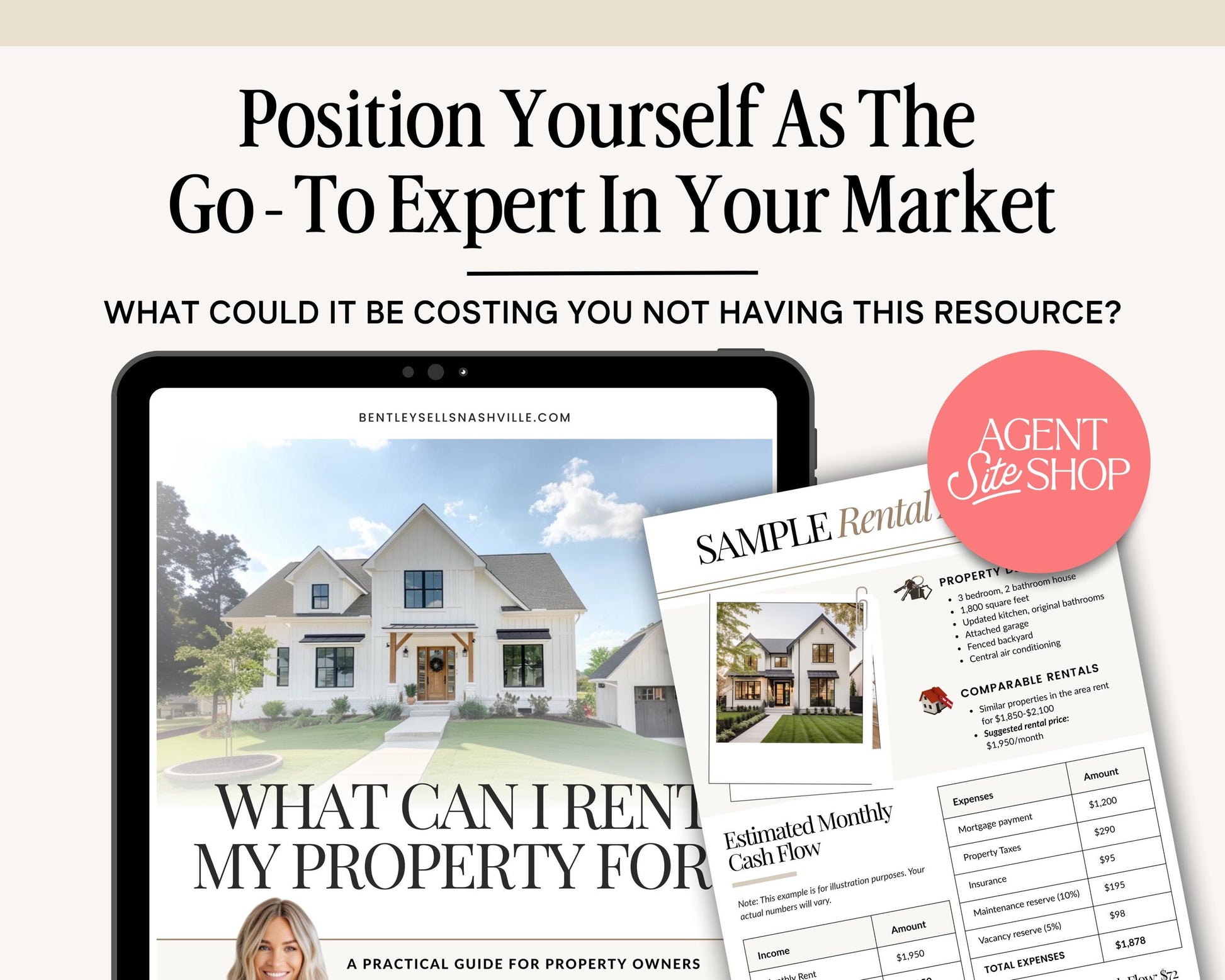 Landlord's Guide: Renting vs. Selling Property | Rental Analysis Tools | Editable PDF for Real Estate Agents | Lead Magnet | Investor Guide