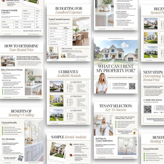 Landlord's Guide: Renting vs. Selling Property | Rental Analysis Tools | Editable PDF for Real Estate Agents | Lead Magnet | Investor Guide