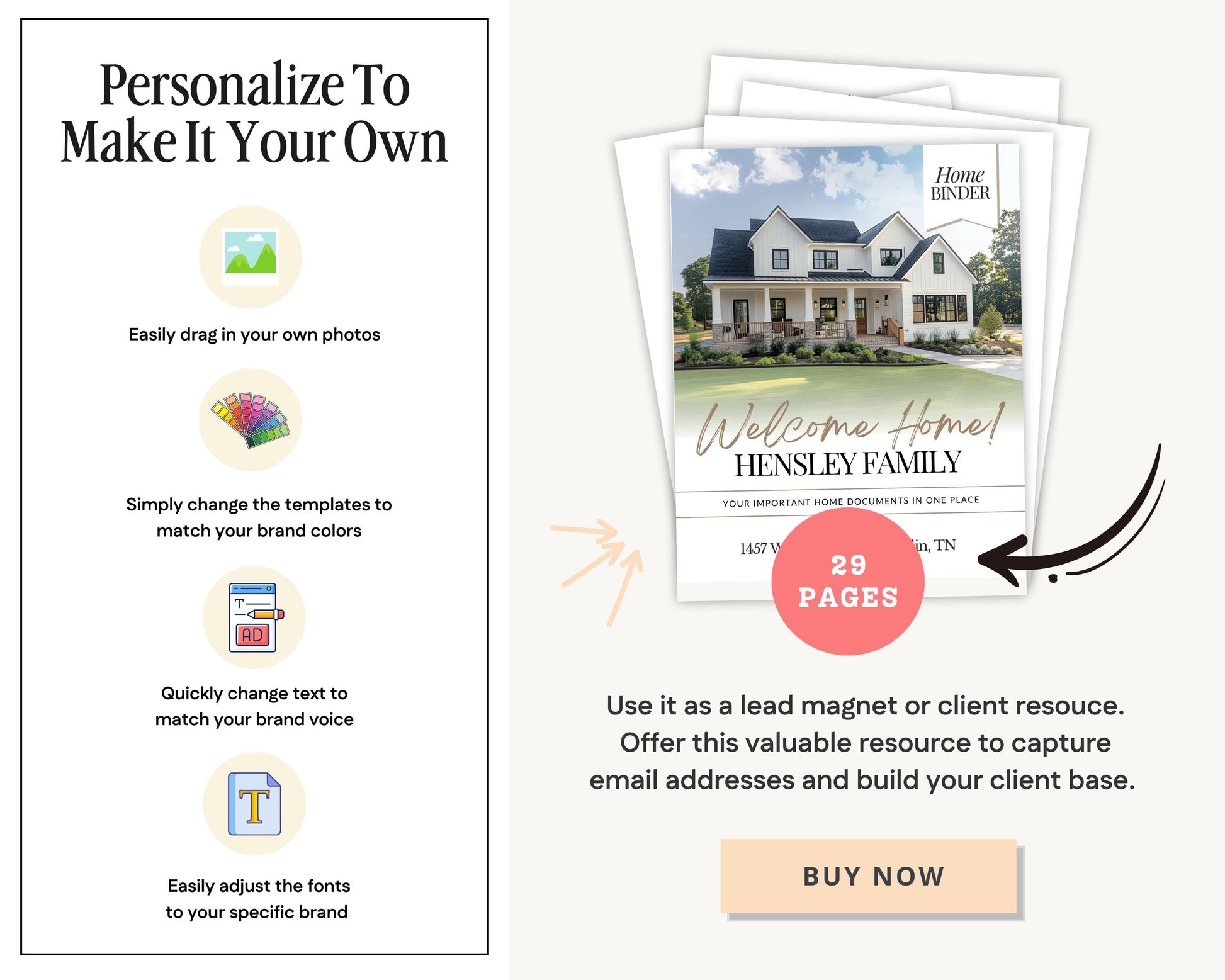 Closing Day Binder Template | New Homeowner Welcome Packet | New Homeowner Gift | Canva | Real Estate Marketing | Homeowner | Closing Gift