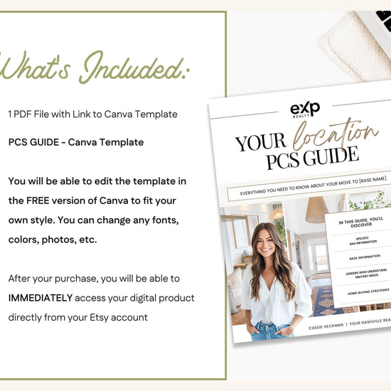 Military PCS Guide: Local Relocation Guide - Editable Canva Template