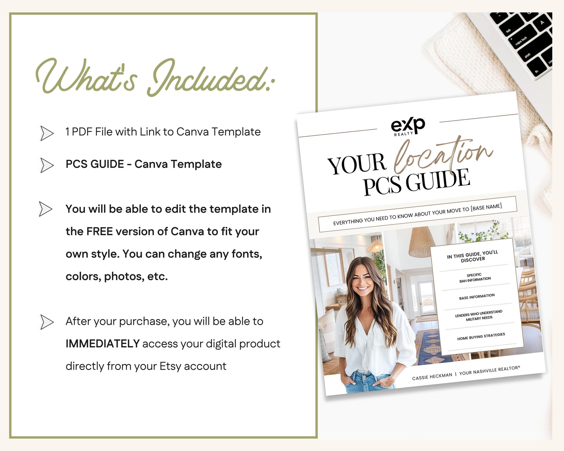 Military PCS Guide: Local Relocation Guide - Editable Canva Template