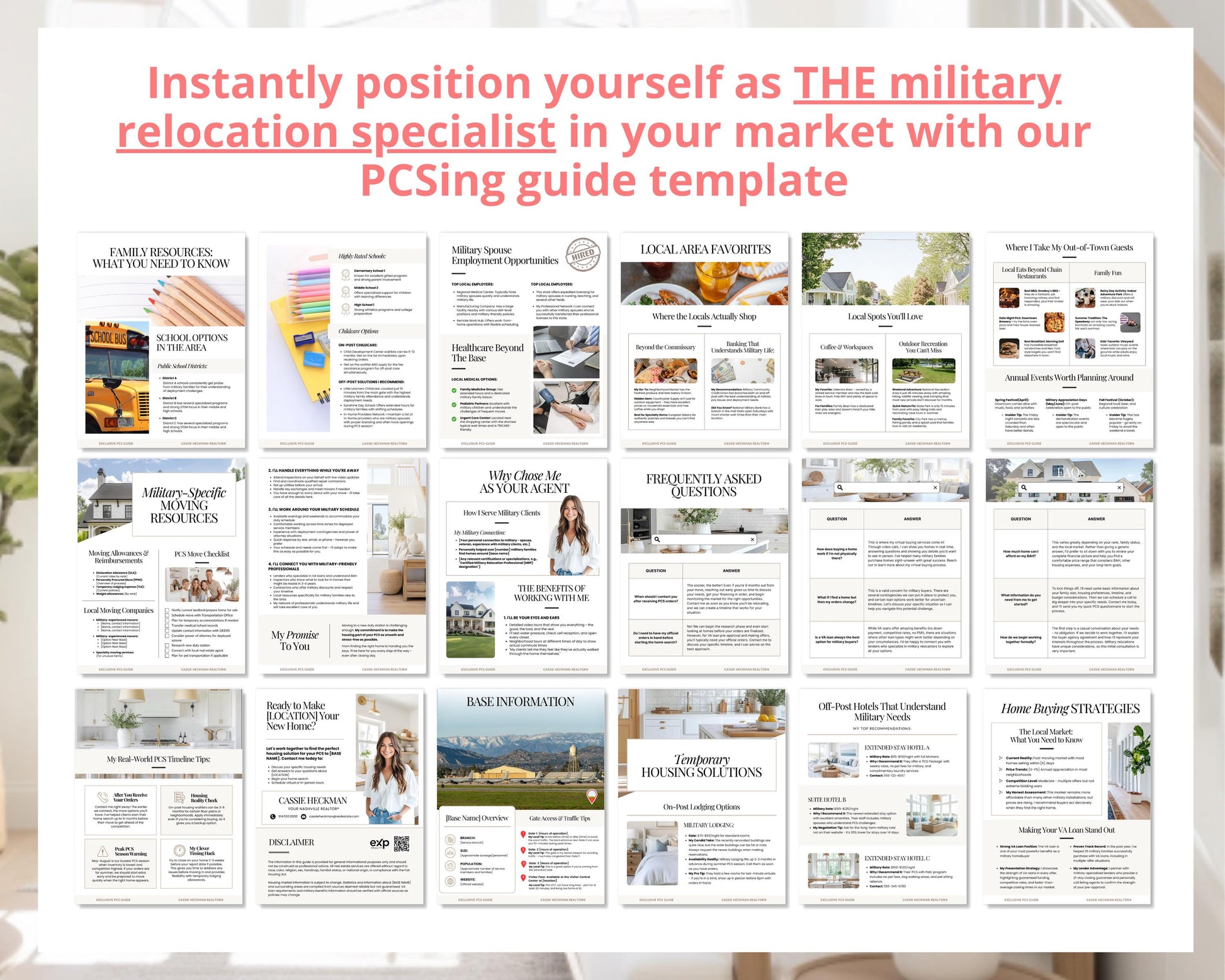Military PCS Guide: Local Relocation Guide - Editable Canva Template