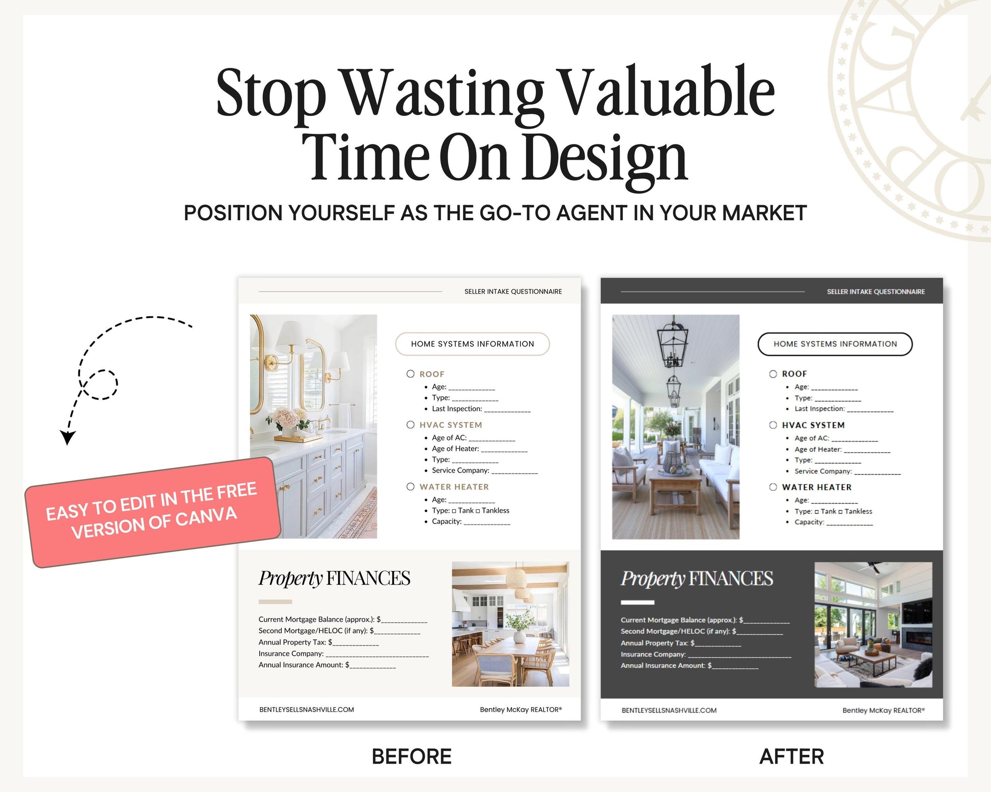 Seller Intake Questionnaire | Real Estate Listing Form | Editable Canva Template | Realtor Client Onboarding | Digital Download | Canva